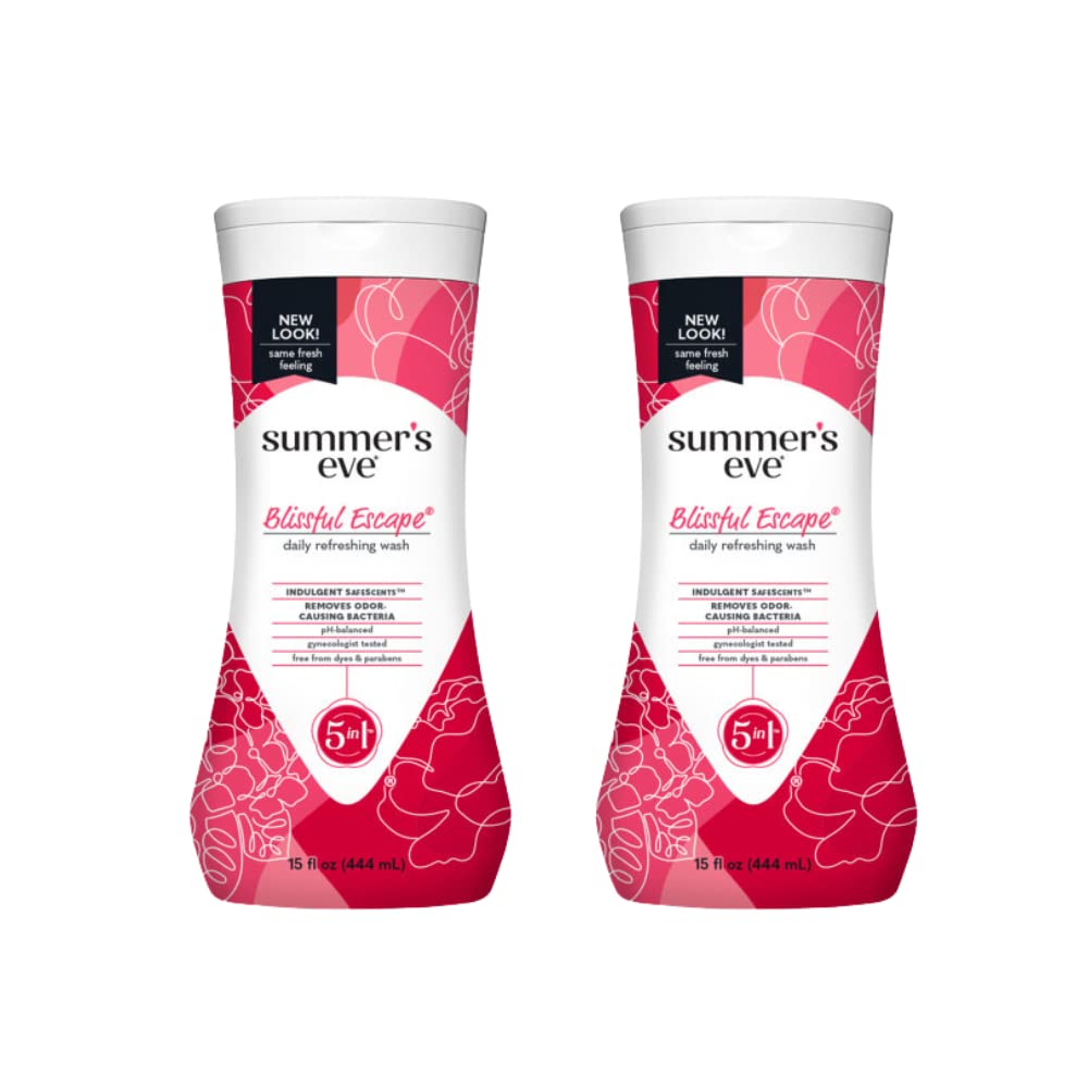Summer's Eve Blissful Escape Daily Refreshing Feminine Wash, Removes Odor, pH balanced, 15 fl oz. (Pack of 2)