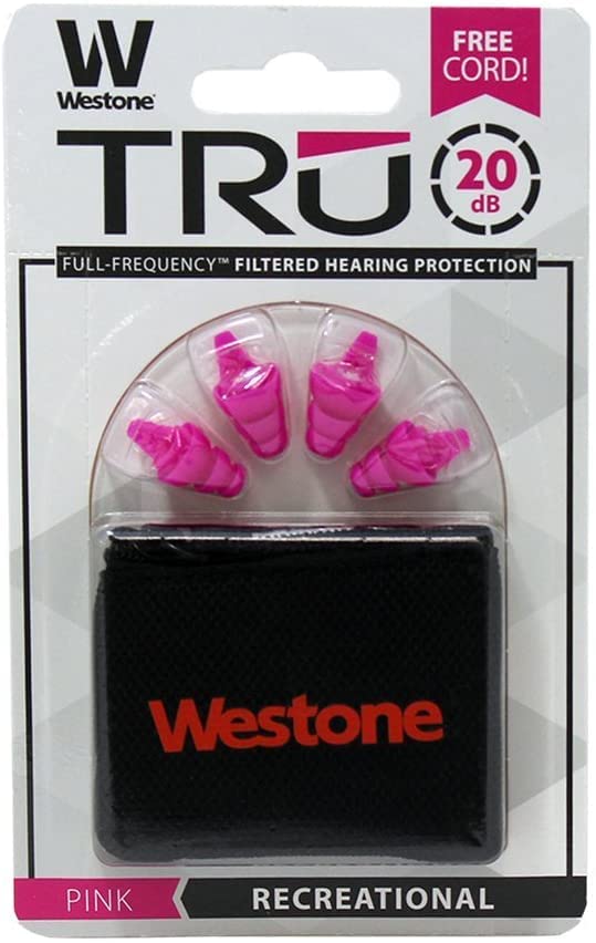 Westone TRU Universal WR20 Reusable Hearing Protection Filter Ear Tips - 20 dB Advanced Filter Technology (Pink)