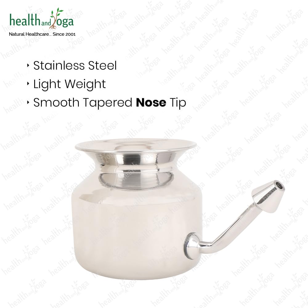 HealthAndYoga SteloKleen Stainless Steel Neti Pot for Sinus Congestion (Ayurvedic JalNeti)