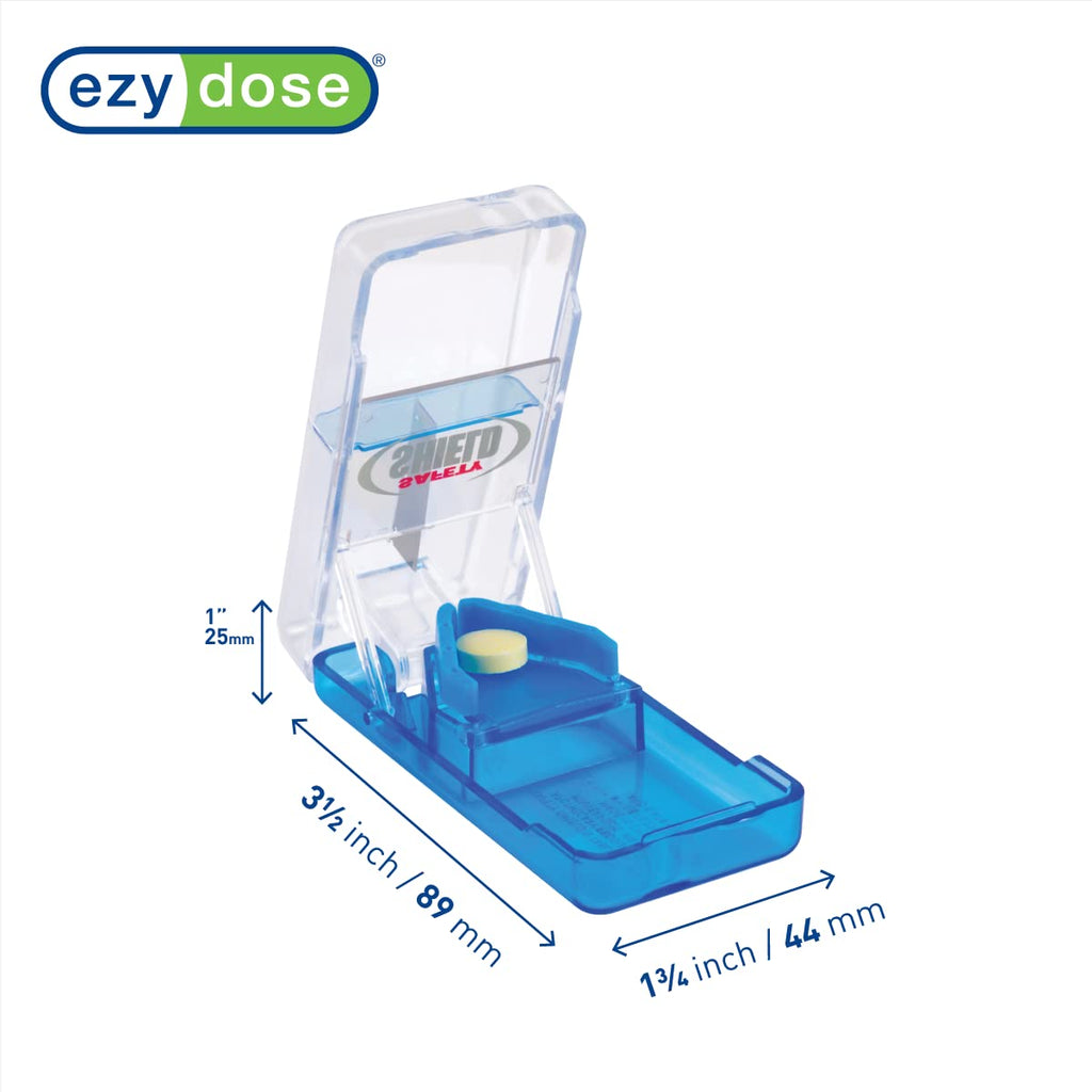Ezy Dose Pill Cutter with Safety Shield, Daily Usage, Safely Cut Pills, Vitamins and Tablets, Accurate and Easy Cutting, Travel