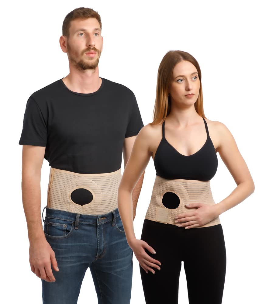 Movibrace Abdominal Ostomy Belt for Post-Operative Care after Colostomy or Ileostomy Surgery Unisex Abdomen (Medium, Beige)