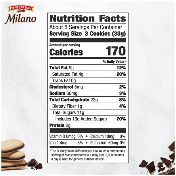 Pepperidge Farm Milk Chocolate Milano Cookies, 6.25-ounce bag (pack of 6)