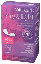 Natracare Dry & Light, Slim, Natural and Absorbent Pads with Organic Cotton Cover for Light Urinary Incontinence (1 Pack, 20 Pad