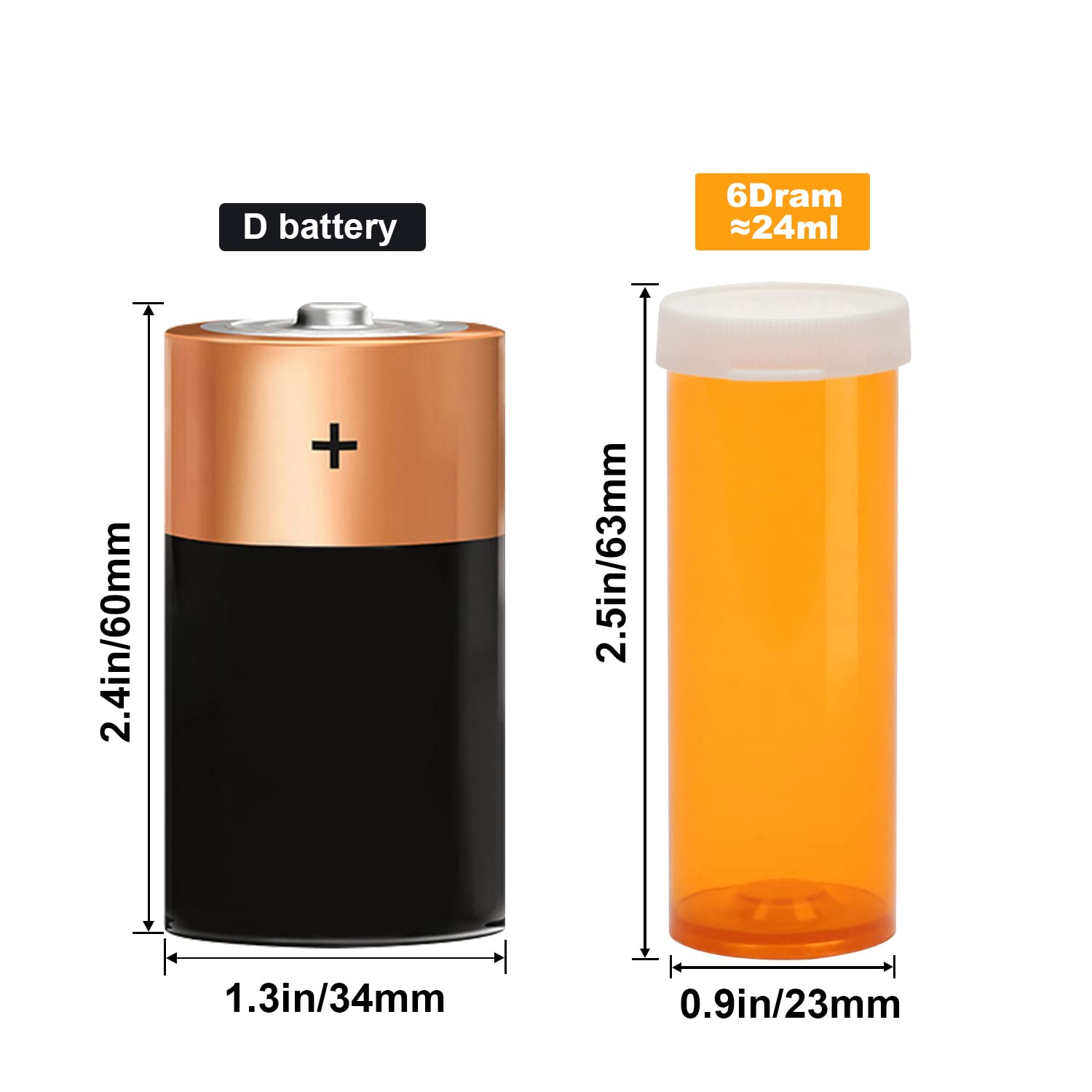 Empty Plastic Pill Bottles with Easy Open Snap Caps (Not Child Resistant), Prescription Medication Vials, Clear Containers Pill