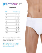 PROTECHDRY - Washable & Reusable Urinary Incontinence Cotton Brief Underwear for Men, with Front Absorbent Area Large White
