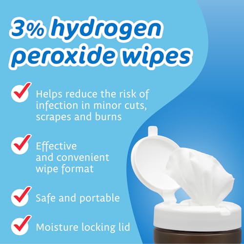 The Pharma-C Company 3% Hydrogen Peroxide Wipes [40 wipes] - First Aid. H202 Skin Safe Antiseptic Wound Cleaner.