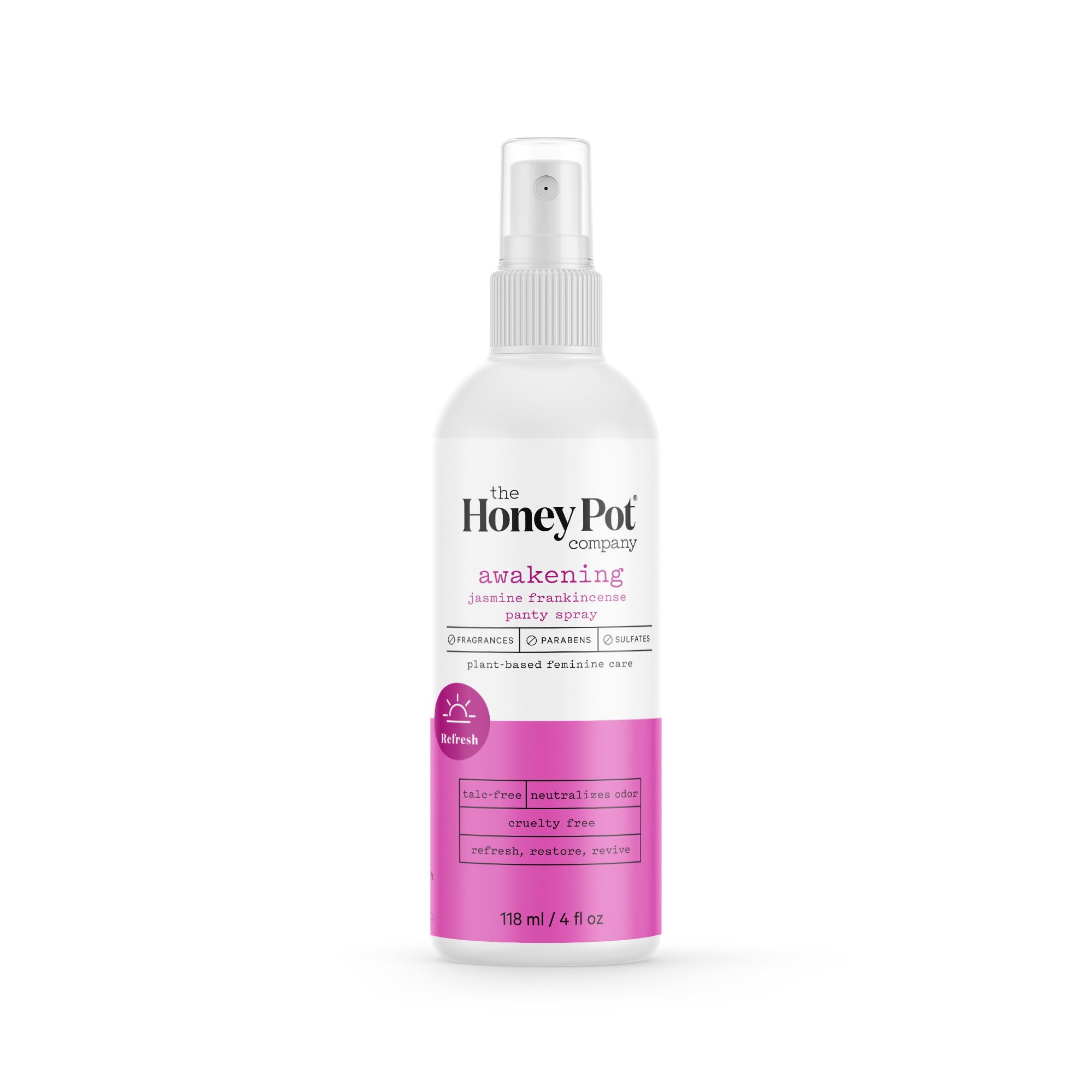 The Honey Pot Company - Refreshing Panty and Body Plant-Derived Deodorant Spray - Paraben & Sulfate Free - Jasmine Frankincense 