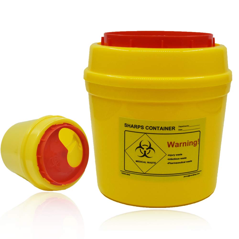 4-Pack Sharps Container(1/2 Quart),Small Sharp Needle Disposal Containers,Biohazard Medical Containers Sharps Box for Home and T