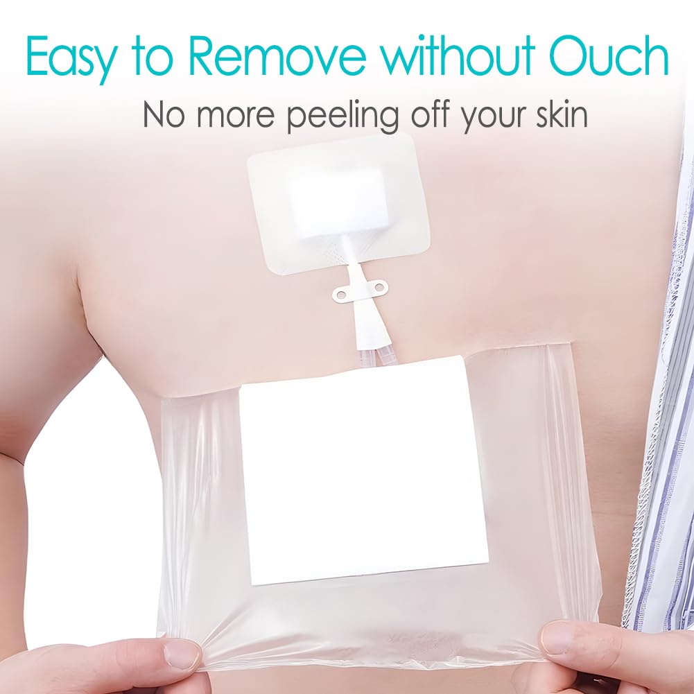 14 Pcs Waterproof Dialysis Catheter Shower Cover with Non-Stick Center Pad for Central Line Chest Chemo Port, 10x12 Large Wound