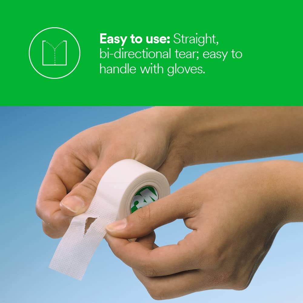 3M Transpore White Surgical Tape 1534-1, 1 inch x 10 yard (2,5cm x 9,1m), 12 Rolls/Carton 10 Cartons/Case