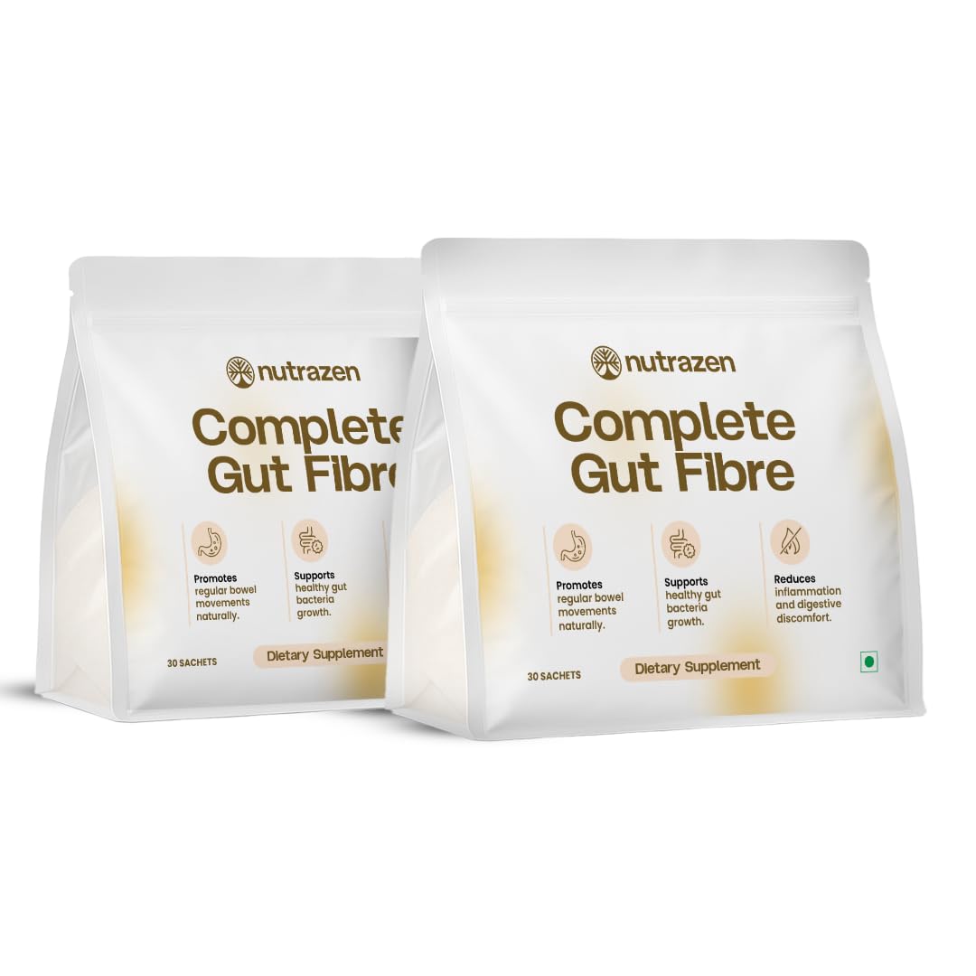 Nutrazen Complete Gut Fibre (Po260 Sachets)  Prebiotic & Psyllium Husk Powder For Digestive Support & Microbiome Balance | Sup