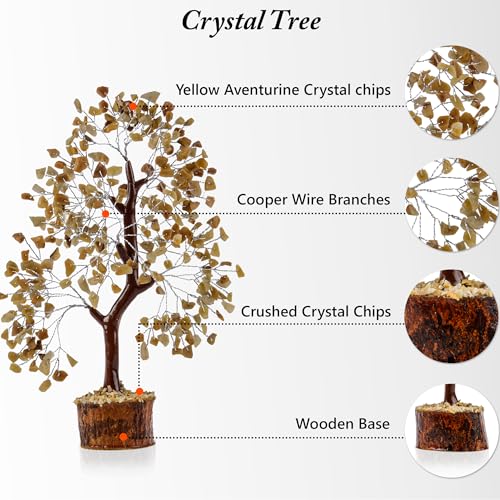 Crystal Trees for Home and Office Decoration, Yellow Aventurine Chakra Healing Crystals Feng Shui Handmade Trees for Positive En