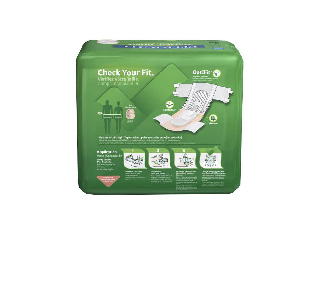 FitRight OptiFit Extra Adult Briefs, Incontinence Diapers with Tabs, Moderate Absorbency, Small, 20 to 32, 20 Count
