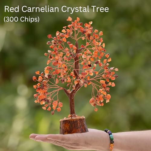 Carnelian Crystal Trees for Home Decor, Office Desk Decoration, Chakra Healing Crystals and Stone for Positive Energy, Money, Go
