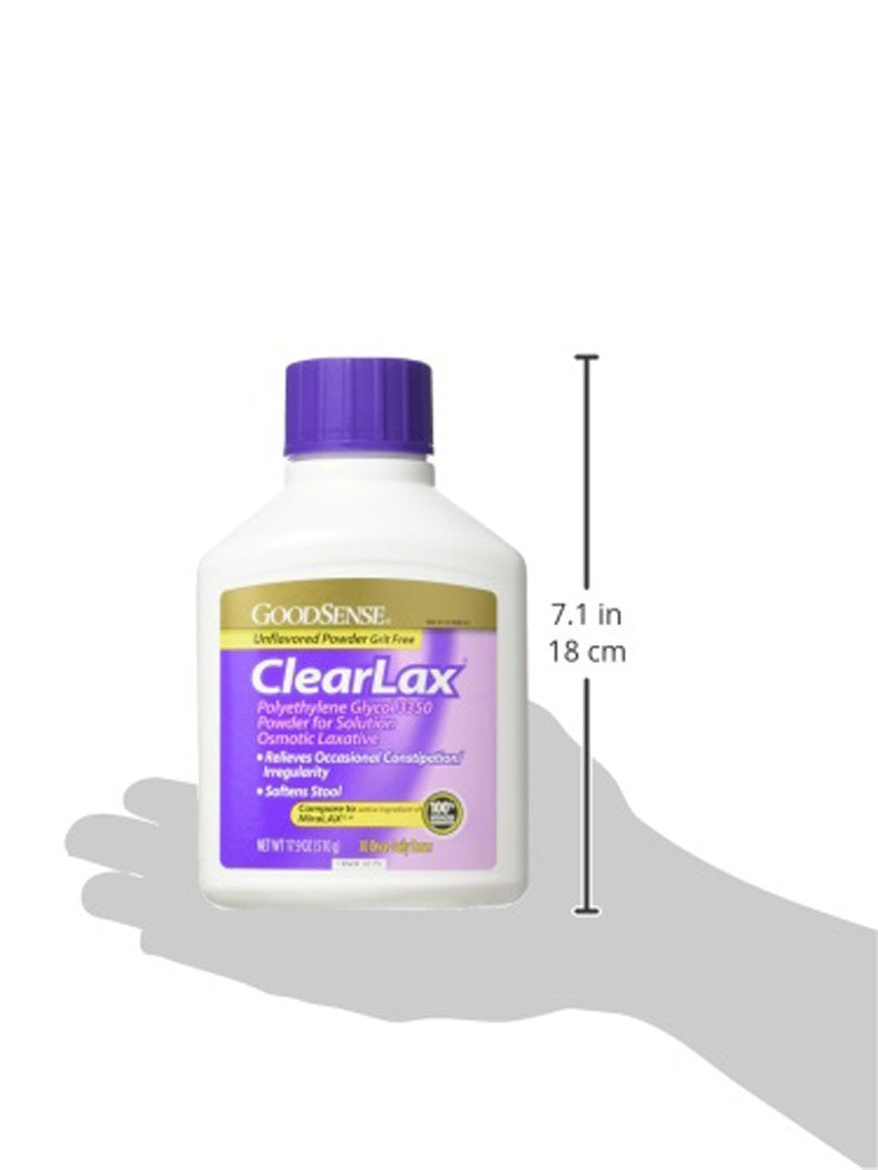 GoodSense ClearLax, Polyethylene Glycol 3350 Powder for Solution, Osmotic Laxative, 17.9 Ounce