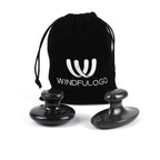 Windfulogo 2 Pcs Long Mushroom Shaped Massage Stones Natural Bian Stone Hot Rock for Spa Massage Black