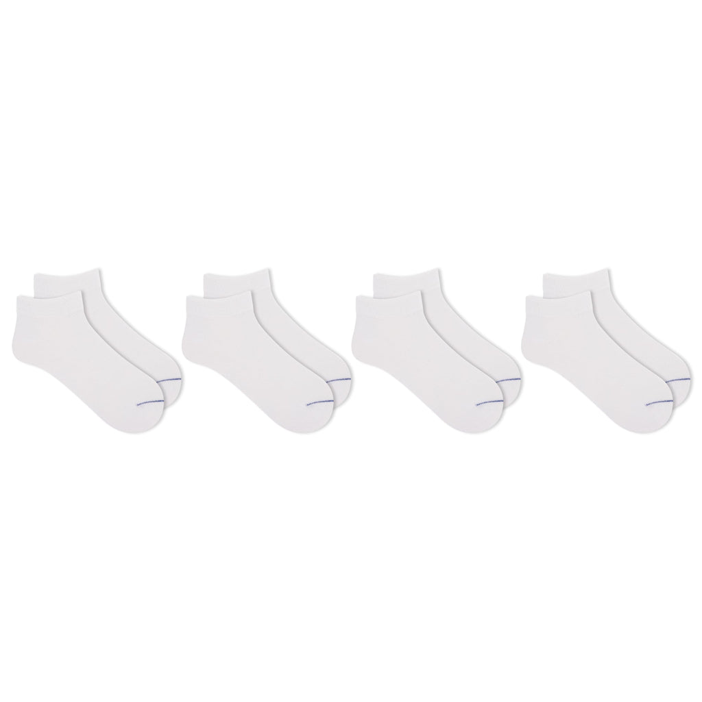 Dr. Scholl's Women's 4 Pack Diabetic & Circulatory Non-binding Low Cut Casual Sock, Solid White, Shoe Size 4-10 US