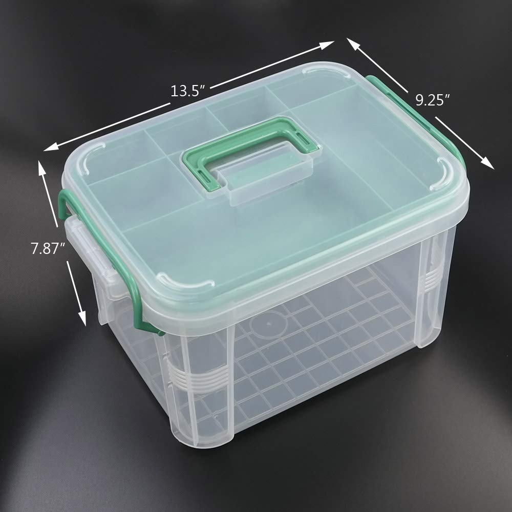 Nesmilers Large Family First-Aid Box, Clear Medicine Storage Box with Tray