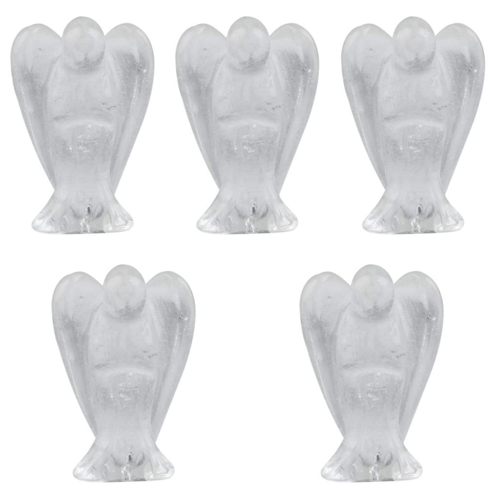 mookaitedecor Set of 5 Assorted Crystal Angel Figurines, 1.5 inch Mini Guardian Angel Statue Carving Pocket Stone Sculpture for