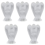 mookaitedecor Set of 5 Assorted Crystal Angel Figurines, 1.5 inch Mini Guardian Angel Statue Carving Pocket Stone Sculpture for