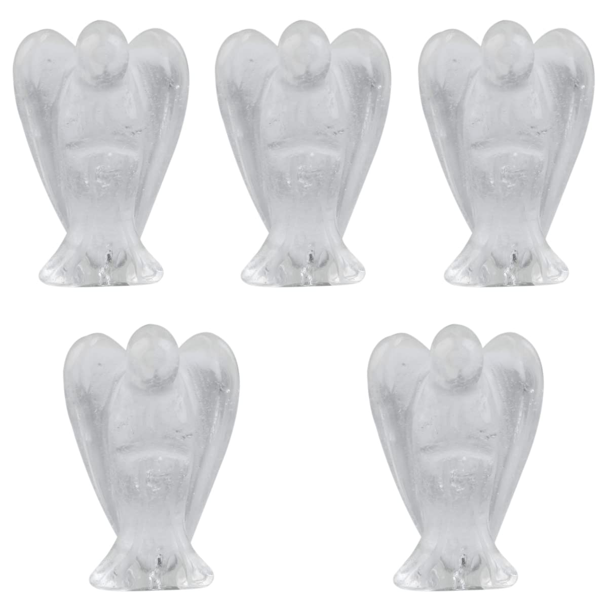 mookaitedecor Set of 5 Assorted Crystal Angel Figurines, 1.5 inch Mini Guardian Angel Statue Carving Pocket Stone Sculpture for