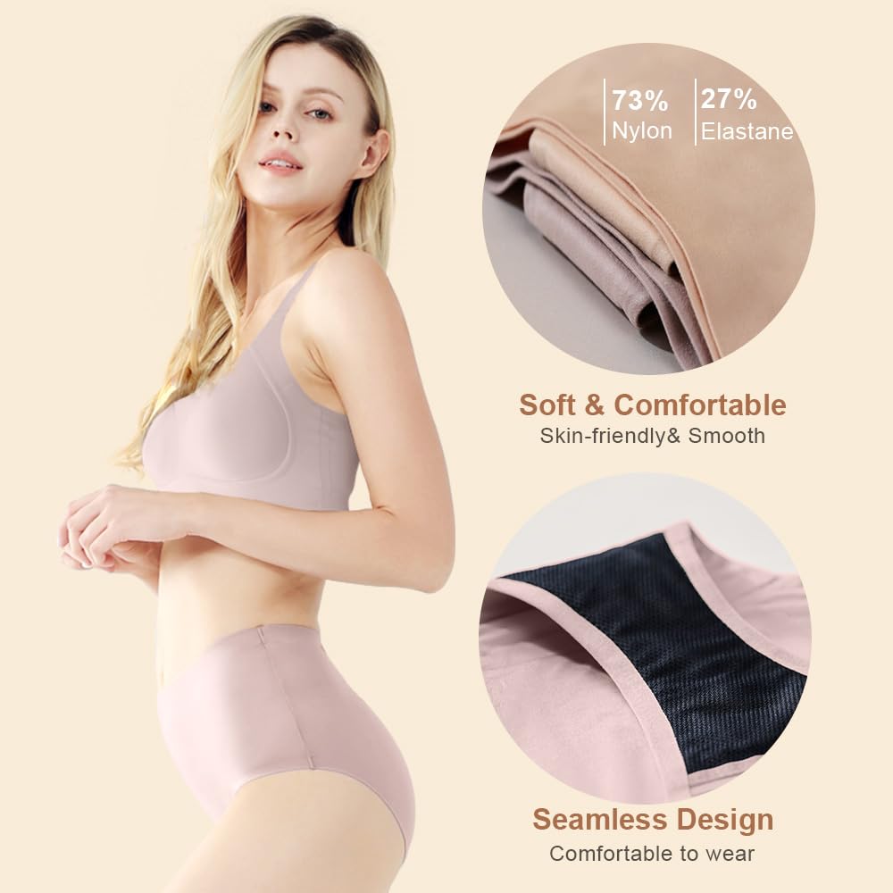 BATTEWA Incontinence Underwear for Women Washable: Seamless, Ultra-Soft, Reusable Bladder Leak Proof Underwear with 50ml Protect