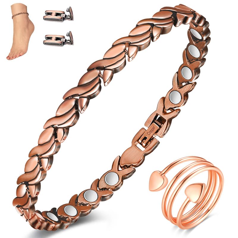 Cigmag Copper Anklet for Women Ultra Strength Solid Copper Anklet Bracelet Adjustable Length with Sizing Tool