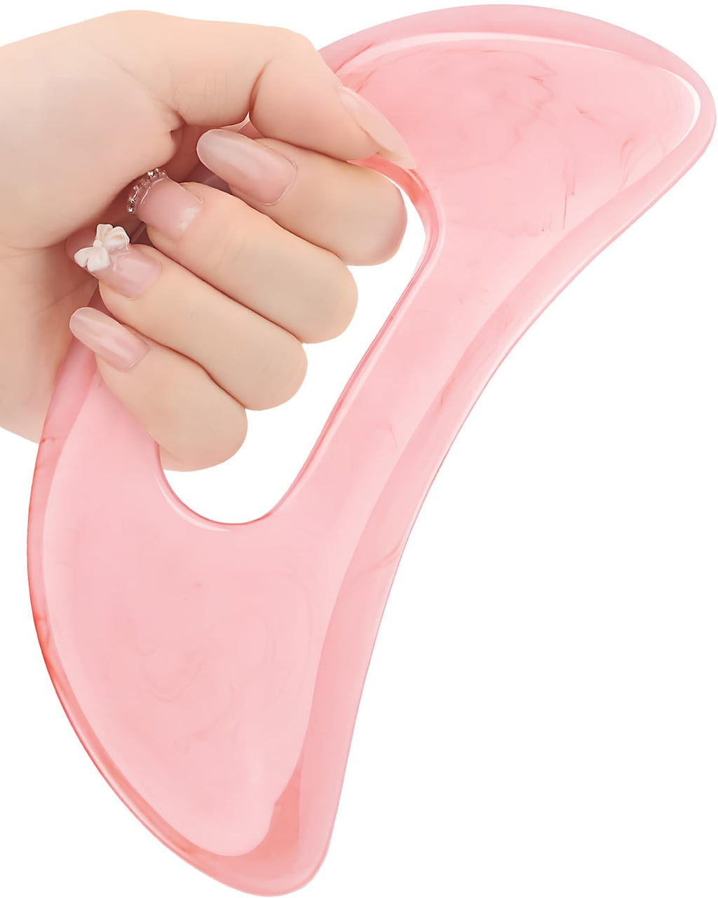 Qiifaiikooii Large Gua Sha Massage Tool for Body Back,Lymphatic Drainage Anti Cellulite,Resin(Pink/7.1In)