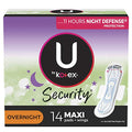 U by Kotex Security Maxi Feminine Pads with Wings, Overnight Absorbency, Unscented, 14 Count