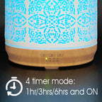 Earnest Living Essential Oil Diffuser White Ceramic Diffuser 500 ml Timers Night Lights and Auto Off Function Home Office Humidi