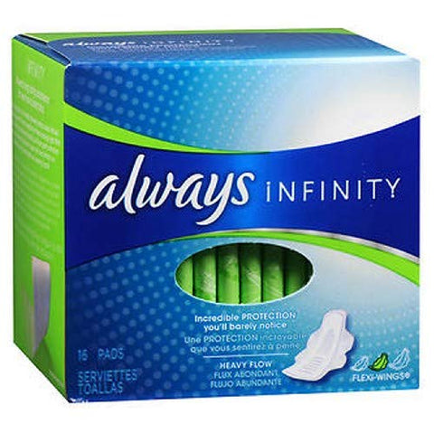 Always Infinity Heavy Flow Flexi-Wings Pads 16 ct (Pack of 6)