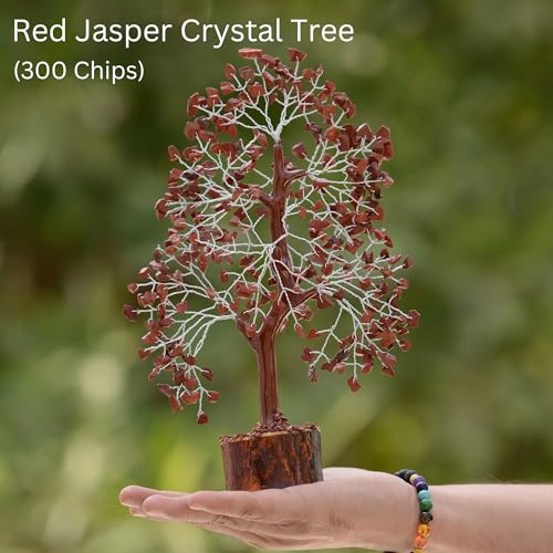 Crystal Trees for Home and Office Decoration, Red Jasper Chakra Healing Crystals Feng Shui Handmade Trees for Positive Energy, M