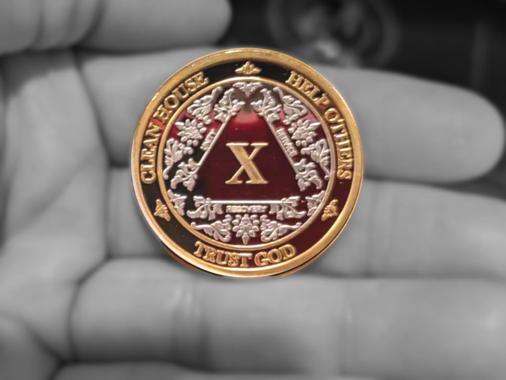 Silver & Gold 1-50 Years Alcoholics Anonymous Medallion AA Coin Capsule Included