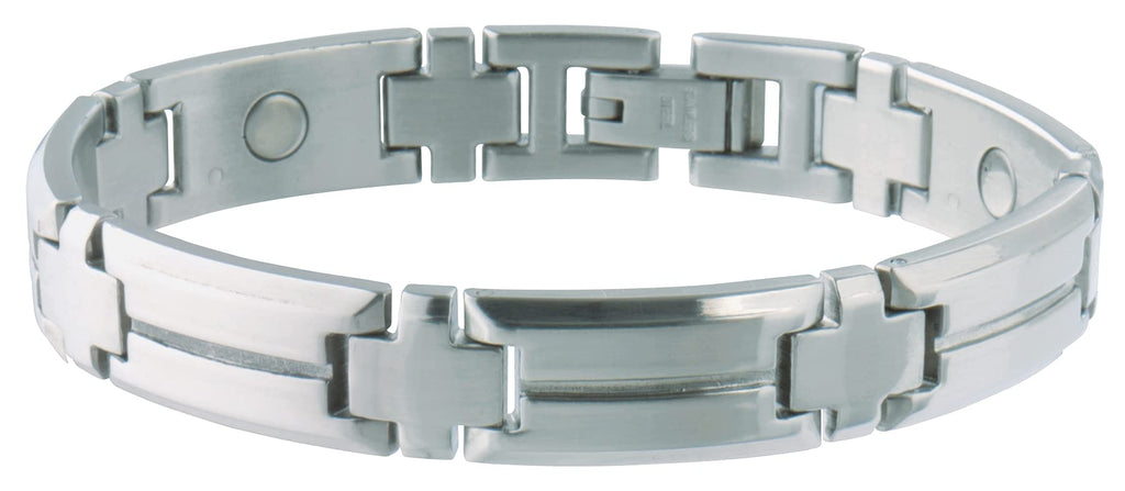 Sabona Mens Stainless Steel Magnetic Bracelet, Sport Magnetic Bracelet, Silver, Large/X large, 8.0   