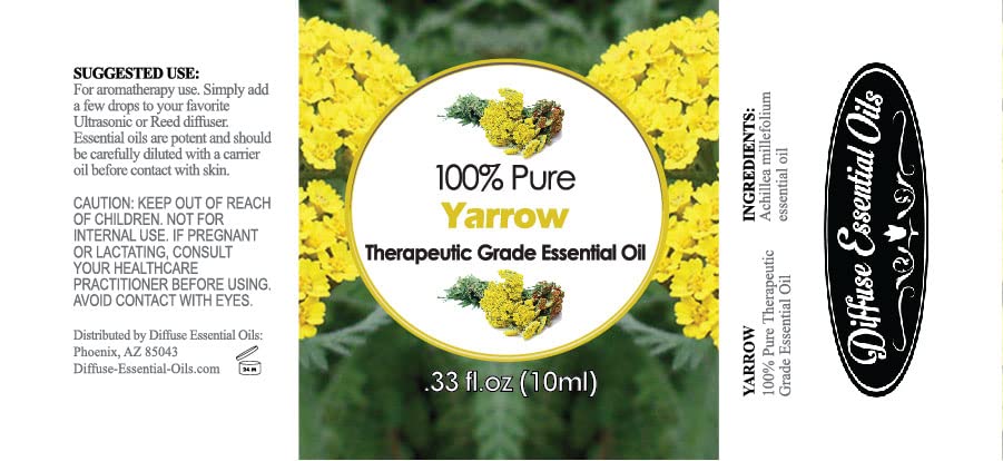 Diffuse Essential Oils Yarrow Essential Oil 10ml for Diffuser & Reed Diffusers (Pure Therapeutic Grade)