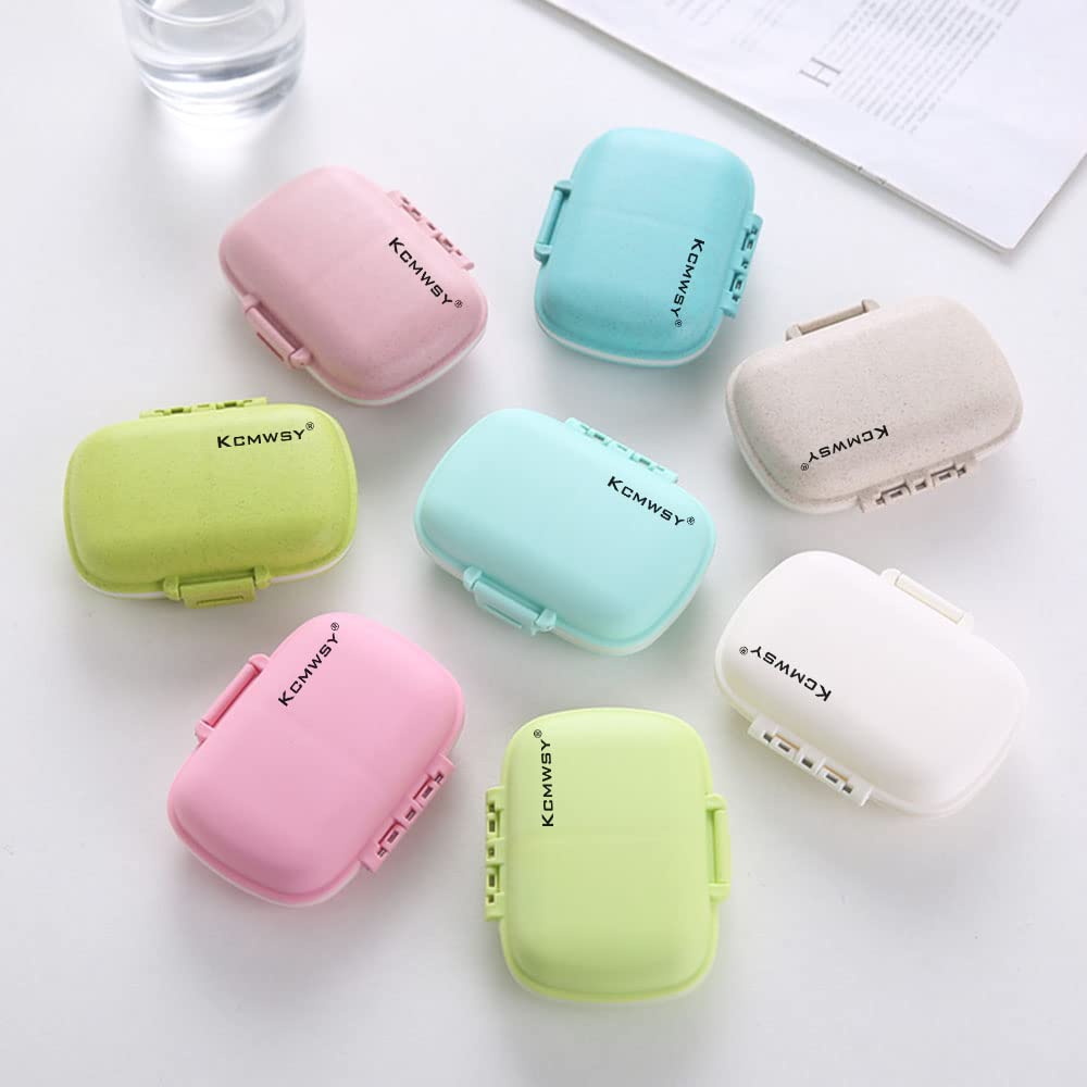 Kcmwsy Travel Pill Organizer Small Pill Box Portable Daily 8 Compartment Pill Case for Purse Pocket Medicine Vitamin Holder Cont