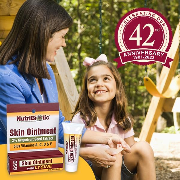 NutriBiotic - Skin Ointment .5 Fl Oz | with GSE, Lysine, Beeswax, Echinacea, Goldenseal, Vitamin E & More | for Minor Skin Irrit
