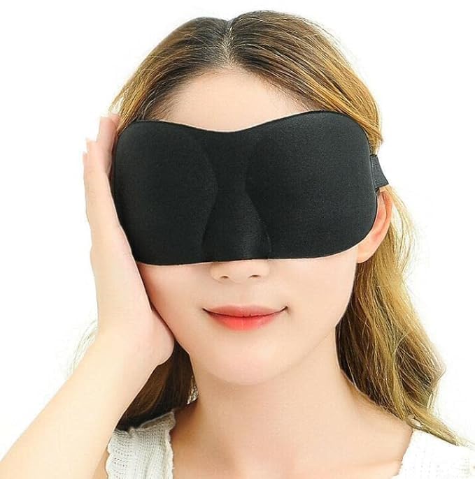 Ansija Sleeping Travel Eye Mask Masks For Men Women Girls Boys Kids & Night Sleep Eye Black 3D Cotton Cover Super Soft & Smooth 
