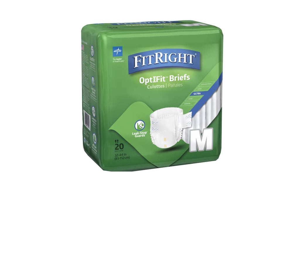 FitRight OptiFit Ultra Adult Briefs, Incontinence Diapers with Tabs, Heavy Absorbency, Medium, 32 to 44, 20 Count