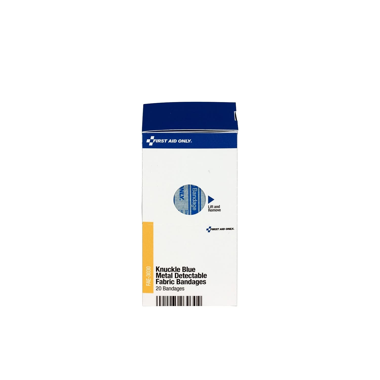 First Aid Only FAE-3030 SmartCompliance Refill Blue Metal Detectable Knuckle Bandages, 20 Count