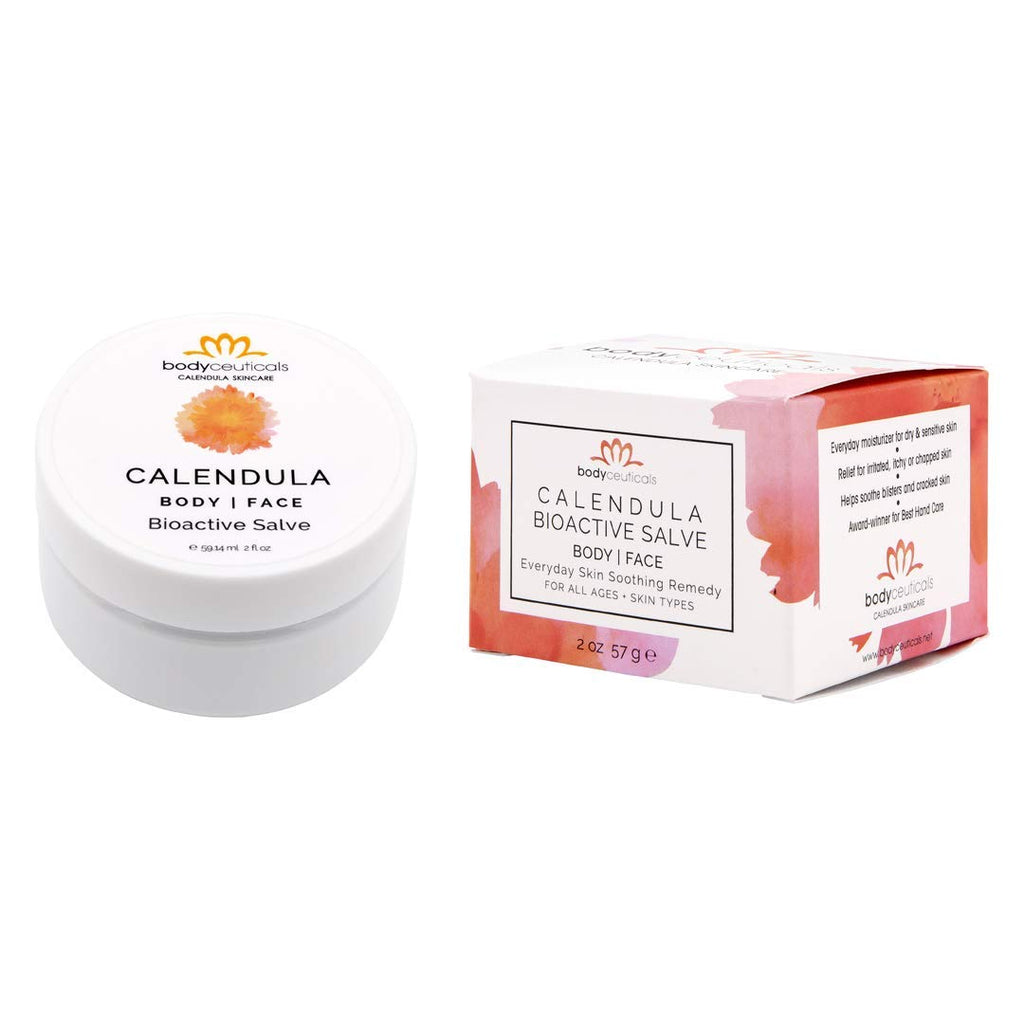 Bodyceuticals Bioactive Calendula Salve with Beeswax Antioxidant-Rich Multi-Purpose Skin Soothing Balm - All Ages & Skin Types -