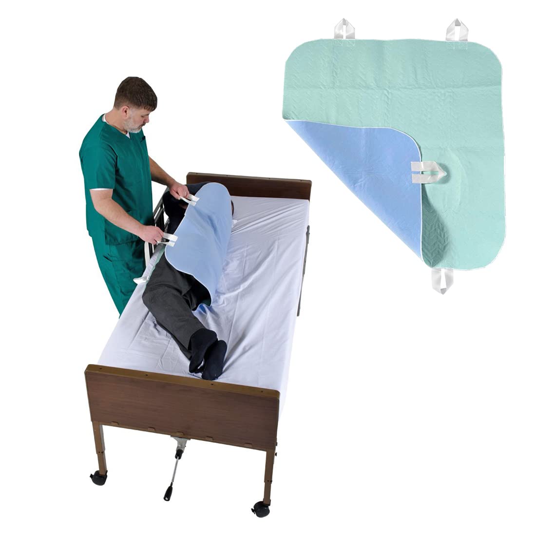 Patient Aid 34 x 52 Positioning Bed Pad with Handles  Incontinence Mattress Bedding Protector Liner Underpad  Straps for Easy Li