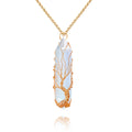 VIBILIA Healing Crystal Necklace Tree of Life Wire Wrapped Opal Stone Point Pendant Necklace Hexagonal Reiki Spiritual Quartz Ge