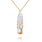 VIBILIA Healing Crystal Necklace Tree of Life Wire Wrapped Opal Stone Point Pendant Necklace Hexagonal Reiki Spiritual Quartz Ge