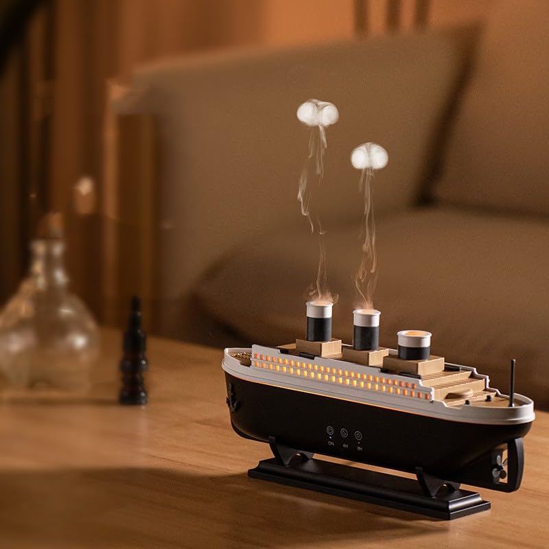 Ship Dynamic Essential Oil Diffuser, Aroma Diffuser for Home,Office,Jellyfish Mist Aromatherapy Humidifier,Remote Control,7 Chan
