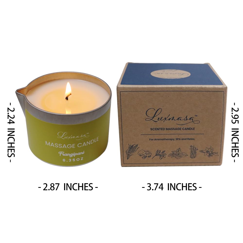 Massage Candle for Body Treatment-Jojoba Oil Infused Nourishing Lotion Candle Gift 6.35OZ (Frangipani Scent)