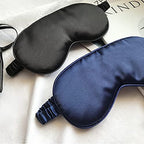 LCBD Silk Satin Sleeping Eye Mask, Navy Sleep Eye Night Blindfold for Women and Men, Soft Breathable Blackout Eyeshade Eye Cover