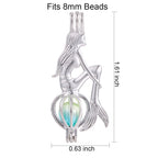 Vie jeune 10pcs Silver Mermaid Pearl Cage Locket Pendants, Essential Oil Diffuser DIY Necklace Bracelet Jewelry Making Craft, Bu