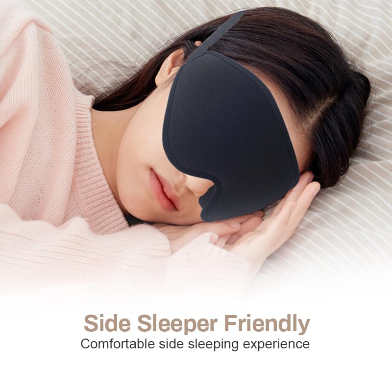 Sleep Mask for Side Sleeper Women Men, Light Blocking Eye Mask for Sleeping, 3D Contoured Cup Zero Eye Pressure Sleeping Mask wi