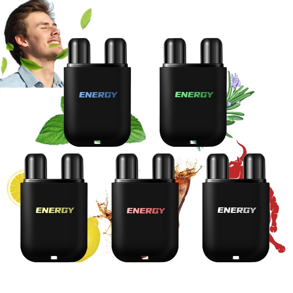 LAMUSELAND Essential Oil Nasal Inhaler, Pure and Organic Peppermint 6 Flavors Dual Nasal Stick Energy Bar for Sinus & Congestion